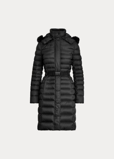 Chaquetas De Plumas Ralph Lauren Mujer Negros - Demi Faux Fur-Trim - WLPMF0513